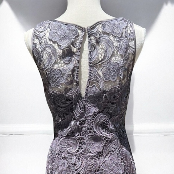 🌻Adrianna Papell Gray Illusion Lace Special Occasion Sheath Dress Size 8 - Picture 8 of 11